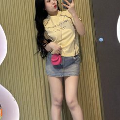 Áo thun nữ Baby Tee ôm body từ 35kg - 55kg in chữ hang your dream - AG1349