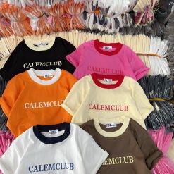 Áo thun nữ Baby Tee ôm body từ 35kg - 55kg in chữ CALEMCLUB - AG1352