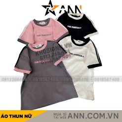 Áo thun nữ Baby Tee ôm body từ 35kg - 55kg in chữ THE FAMOUS - AG1353