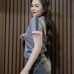 Áo thun nữ Baby Tee ôm body từ 35kg - 55kg in chữ THE FAMOUS - AG1353