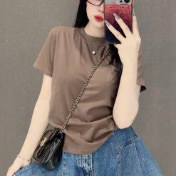 Áo thun nữ Baby Tee ôm body tay ngắn Trơn từ 35kg - 55kg - AG1354