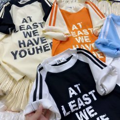 Áo thun nữ Baby Tee ôm body từ 35kg - 55kg In chữ AT LEAST - AG1358