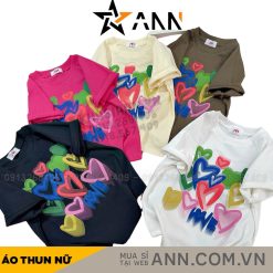 Áo thun nữ Baby Tee ôm body từ 35kg - 55kg In hình trái tim màu - AG1363