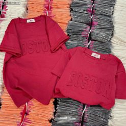 Áo thun nữ Baby Tee ôm body từ 35kg - 55kg In chữ Nổi BOSTON - AG1364