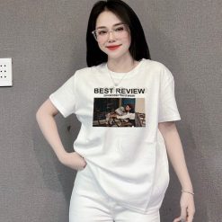 Áo Thun Nữ Cổ Tròn In chữ BEST REVIEW form ôm suông rộng size L(45-65kg) - AG1369