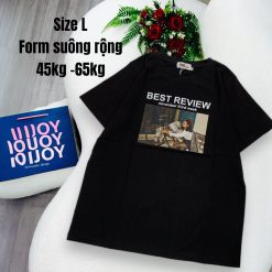 Áo Thun Nữ Cổ Tròn In chữ BEST REVIEW form ôm suông rộng size L(45-65kg) - AG1369
