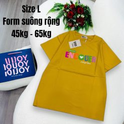 Áo Thun Nữ Cổ Tròn In chữ ENCOUER form ôm suông rộng size L(45-65kg) - AG1371