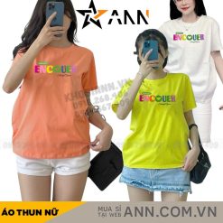 Áo Thun Nữ Cổ Tròn In chữ ENCOUER form ôm suông rộng size L(45-65kg) - AG1371