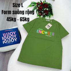 Áo Thun Nữ Cổ Tròn In chữ ENCOUER form ôm suông rộng size L(45-65kg) - AG1371