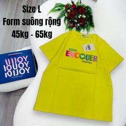 Áo Thun Nữ Cổ Tròn In chữ ENCOUER form ôm suông rộng size L(45-65kg) - AG1371