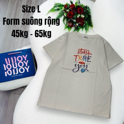 Áo Thun Nữ Cổ Tròn In chữ TRUE form ôm suông rộng size L(45-65kg) - AG1372