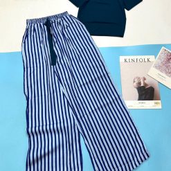 Đồ bộ mặc nhà quần dài sọc áo tay ngắn màu trơn - DBO4408