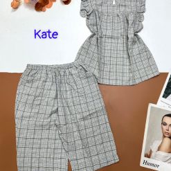 Đồ bộ vải kate quần lửng áo sát nách bèo - DBO4410