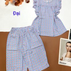 Đồ bộ mặc nhà vải kate quần lửng áo sát nách bèo form đại - DBO4414