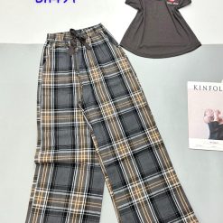 Đồ bộ quần dài sọc áo tay sát nách in chữ G - DBO4415