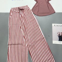 Đồ bộ quần dài sọc áo tay sát nách in chữ G - DBO4415