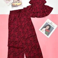 Đồ bộ mango mặc nhà quần dài áo sát nách có tầng in hoạ tiết - DBO4416