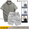 Set Bộ Nam Quần Short Thun Viền Sọc Phối Áo Thun Polo Cổ Bẻ Thêu Chữ G - SBN103