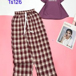 Đồ bộ quần dài caro áo tay sát nách in chữ more - DBO4418