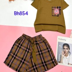 Đồ bộ quần đùi caro áo tay ngắn có túi caro hình - DBO4420