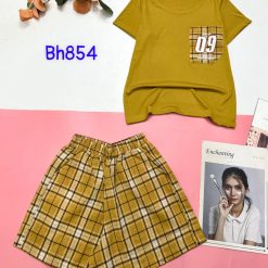 Đồ bộ quần đùi caro áo tay ngắn có túi caro hình - DBO4420