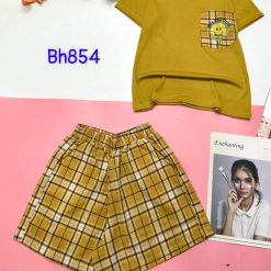Đồ bộ quần đùi caro áo tay ngắn có túi caro hình - DBO4420