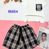 Đồ bộ quần đùi caro áo tay ngắn có túi caro hình - DBO4420