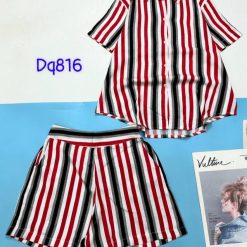 Đồ bộ sọc dài quần đùi áo sơ mi tay ngắn cổ bẻ - DBO4424