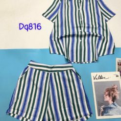 Đồ bộ sọc dài quần đùi áo sơ mi tay ngắn cổ bẻ - DBO4424
