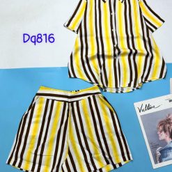 Đồ bộ sọc dài quần đùi áo sơ mi tay ngắn cổ bẻ - DBO4424