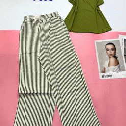 Đồ bộ mặc nhà quần dài sọc nhỏ áo sát nách trơn - DBO4426