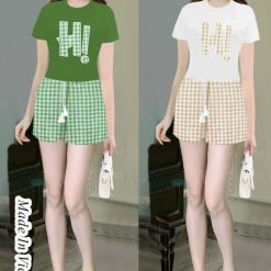 Đồ bộ quần đùi caro áo tay ngắn thuê chữ caro - DBO4429