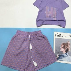 Đồ bộ quần đùi caro áo tay ngắn thuê chữ caro - DBO4429