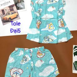 Đồ bộ vải tonl form lớn quần đùi áo sát nách bèo in hoạ tiết - DBO4435