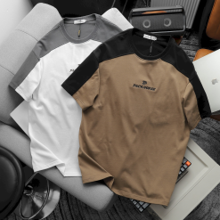 Áo Thun Nam Cổ Tròn Oversize Tay Phối Màu Thêu Chữ PackHorse - AB512