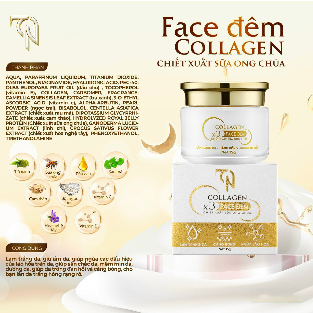 Combo Kem Face Đêm Collagen X3 TN Mỹ Phẩm Đông Anh Combo Kem Face Đêm Collagen X3 TN Mỹ Phẩm Đông Anh