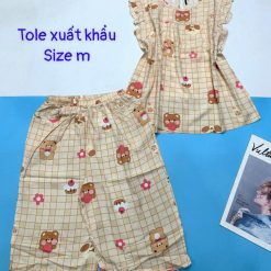 Đồ bộ vải tonl xuất khẩu quần lững áo sát nách bèo in hoạ tiết - DBO4436