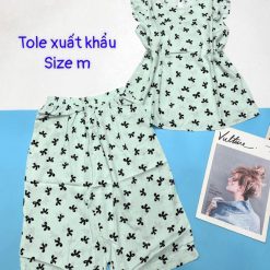 Đồ bộ vải tonl xuất khẩu quần lững áo sát nách bèo in hoạ tiết - DBO4436
