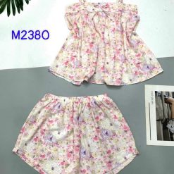 Đồ bộ mango mặc nhà quần đùi áo hai dây siêu mát in bông - DBO4439