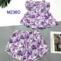 Đồ bộ mango mặc nhà quần đùi áo hai dây siêu mát in bông - DBO4439