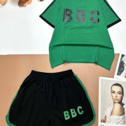 Đồ bộ thun cotton quần đùi áo tay ngắn in chữ BBC - DBO4440