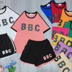 Đồ bộ thun cotton quần đùi áo tay ngắn in chữ BBC - DBO4440