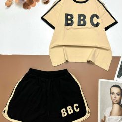 Đồ bộ thun cotton quần đùi áo tay ngắn in chữ BBC - DBO4440