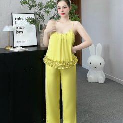 Đồ bộ latin trơn siêu mát mặc nhà quần dài áo hai dây - DBO4441