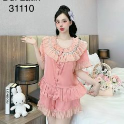 Đồ bộ latin quần đùi viền bèo áo tay ngắn bèo cổ viền bèo - DBO4442