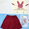 Đồ bộ thun cotton quần đùi áo tay ngắn in hình đầu thỏ - DBO4443