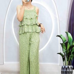 Đồ bộ mango mặc nhà quần dài áo hai dây 2 tầng - DBO4450