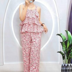 Đồ bộ mango mặc nhà quần dài áo hai dây 2 tầng - DBO4450