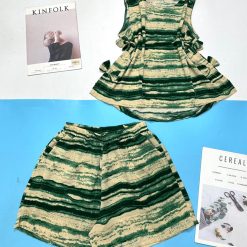 Đồ bộ mango mặc nhà quần đùi áo sát nách có nơ - DBO4452