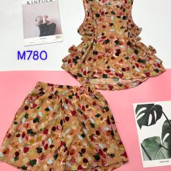 Đồ bộ mango mặc nhà quần đùi áo sát nách có nơ - DBO4452